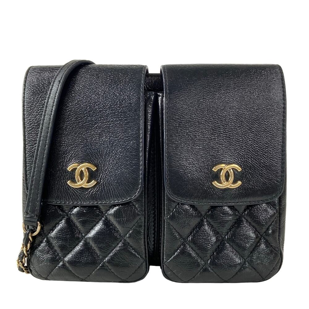 Chanel Double Pocket Matelassé Shoulder Bag